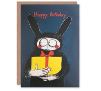 Artery8 Birthday Card Goth Creepy Rabbit Drawing Spooky For Him Man Male Dad Brother Son Papa Grandad Greeting Card