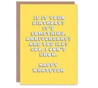 Artery8 Birthday Card Happy Whatever Something Fun Funny Happy Joke Humour For Her Gran Sister Niece Daughter Wife Woman Greeting Card