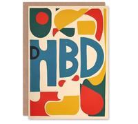 Artery8 Birthday Card HBD Abstract Pastel Bauhaus Design For Her Gran Sister Niece Daughter Wife Woman Greeting Card