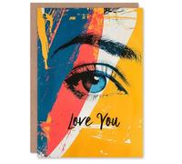 Artery8 Birthday Card Love You Pretty Blue Eye Bright Modern For Her Wife Woman Partner Girlfriend Greeting Card
