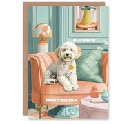 Birthday Card Luxury Cockapoo Dog Lover Armchair Pet Portrait Artery8 Blue One Size