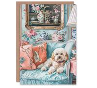 Artery8 Birthday Card Luxury Cockapoo Dog Lover Couch Pet Portrait For Her Gran Sister Niece Daughter Wife Woman Greeting Card