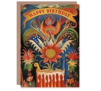 Artery8 Birthday Card Mad Circus Birthday Cake Abstract Carnival Greeting Card Artery8 Multicolor