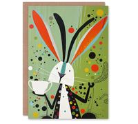 Artery8 Birthday Card March Hare Abstract Rabbit Colourful Trippy Tea For Her Gran Sister Niece Daughter Wife Woman Greeting Card