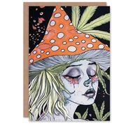 Artery8 Birthday Card Mushroom Cap Hat Forest Pixie Fairy For Her Wife Woman Partner Girlfriend Greeting Card