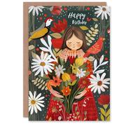Artery8 Birthday Card Nature Lover with Forest Wildflower Bouquet Artery8 Multicolor
