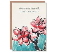 Artery8 Birthday Card Not That Old Red Cherry Blossom Flowers For Grandma Gran Granny Nan Nanna Greeting Card