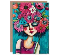 Artery8 Birthday Card Plant Lover Purple Blue Flower Head Girl For Her Gran Sister Niece Daughter Wife Woman Greeting Card