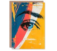 Artery8 Birthday Card Pretty Blue Eye Modern Bright Painting For Her Gran Sister Niece Daughter Wife Woman Greeting Card