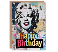 Artery8 Birthday Card Punk Marilyn Collage Bright Graffiti Icon Art For Him Her Man Woman Greeting Card Artery8 Multicolor