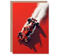 Artery8 Birthday Card Red Race Car Dust Trail Aerial View For Him Man Male Dad Brother Son Papa Grandad Greeting Card