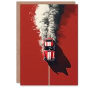 Artery8 Birthday Card Red Sports Car Dust Trail Aerial View For Him Man Male Dad Brother Son Papa Grandad Greeting Card