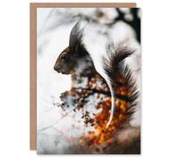 Artery8 Birthday Card Red Squirrel Autumn Tree Double Exposure For Her Gran Sister Niece Daughter Wife Woman Greeting Card