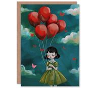 Artery8 Birthday Card Sad Girl Balloons in Clouds Butterflies For Her Gran Sister Niece Daughter Wife Woman Greeting Card