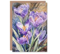 Artery8 Birthday Card Saffron Crocus Watercolour Spring Flowers For Her Gran Sister Niece Daughter Wife Woman Greeting Card Personalised