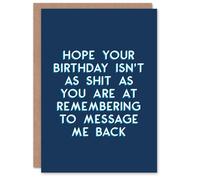 Artery8 Birthday Card Sh*t at Messaging Back For Him Man Male Dad Brother Friend Son Papa Grandad Greeting Card Fun Funny Humour Joke