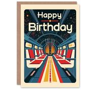 Artery8 Birthday Card Space Ship Future Sci Fi Geek For Him Man Male Dad Brother Son Papa Grandad Greeting Card