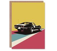 Artery8 Birthday Card Sports Car Modern Colour Block Geometric Design For Him Man Male Dad Brother Son Papa Grandad Greeting Card