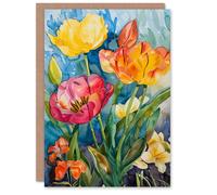 Artery8 Birthday Card Spring Flower Blooms Watercolour Painting For Her Gran Sister Niece Daughter Wife Woman Greeting Card