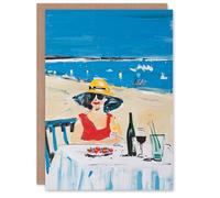 Artery8 Birthday Card Summer Beach Holiday Vacation Oil Painting For Her Gran Sister Niece Daughter Wife Woman Greeting Card