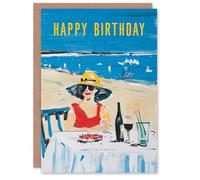 Artery8 Birthday Card Summer Vacation Beach Holiday Oil Painting For Her Gran Sister Niece Daughter Wife Woman Greeting Card