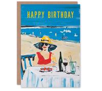 Artery8 Birthday Card Summer Vacation Beach Holiday Oil Painting For Her Gran Sister Niece Daughter Wife Woman Greeting Card