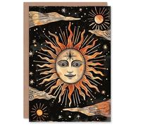 Artery8 Birthday Card Sun Stars Sky Tarot Style Design Triumph Blank Arty Art All Occasion Greeting Card