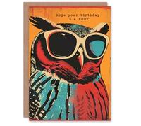 Artery8 Birthday Card Sunglasses Owl Pun Hope It's a Hoot For Him Man Male Dad Brother Son Papa Grandad Greeting Card