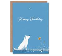 Artery8 Birthday Card Sweet White Husky Flower Butterfly Dog Lover For Her Gran Sister Niece Daughter Wife Woman Greeting Card