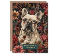 Artery8 Birthday Card Tan French Bulldog in Wildflower Garden Wishes For Him Her Man Woman Girl Boy Wife Husband Greeting Card