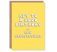 Artery8 Birthday Card The Key Is Low Expectations Fun Funny Happy Joke Humour For Her Gran Sister Niece Daughter Wife Woman Greeting Card