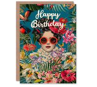 Artery8 Birthday Card Tropical Flower Animal Nature Plant Lover For Her Gran Sister Niece Daughter Wife Woman Greeting Card