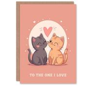 Artery8 Birthday Card Two Kittens One I Love Cat Lover Kawaii Cartoon For Her Wife Woman Partner Girlfriend Greeting Card