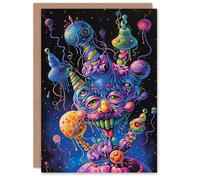 Artery8 Birthday Card Weird Magic Space Creature Abstract For Him Man Male Dad Brother Son Papa Grandad Greeting Card