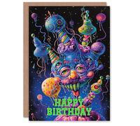 Artery8 Birthday Card Weird Trippy Space Abstract Neon Magic For Him Man Male Dad Brother Son Papa Grandad Greeting Card