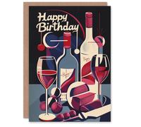 Artery8 Birthday Card Wine Fruit Cheese Charcuterie Art Deco For Him Her Man Woman Greeting Card in Purple Artery8 Purple