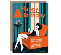 Artery8 Birthday Card Wine Lover Living Room Pre Drink Funny For Her Gran Sister Niece Daughter Wife Woman Greeting Card