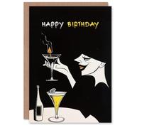 Artery8 Birthday Card Witch Cocktail Potion Candle Black White Yellow For Her Gran Sister Niece Daughter Wife Woman Greeting Card