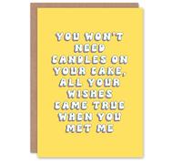 Artery8 Birthday Card Won't Need Candles Wish Came True Fun Funny Happy Joke Humour For Her Wife Woman Partner Girlfriend Greeting Card