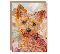 Artery8 Birthday Card Yorkshire Terrier Dog Lover Cute Fractal Portrait For Her Gran Sister Niece Daughter Wife Woman Greeting Card