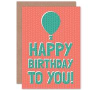 Artery8 Birthday Celebration Happy Spotty Balloon Present Greetings Card in Light Red Artery8 Light Red