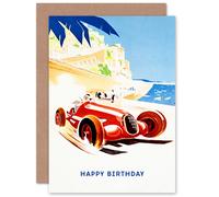 Artery8 Birthday Classic Sports Car France Race Drive Motorsport For Him Husband Father Greeting Card in Red Artery8 Red
