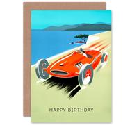 Artery8 Birthday Classic Sports Car Race Drive Motorsport For Him Husband Father Blank Inside Greeting Card