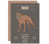 Artery8 Birthday Dog Boxer Greetings Card in Grey Artery8 Grey