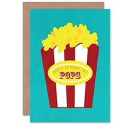 Artery8 Birthday Fathers Day Dad Pops Popcorn Greetings Card in Blue Artery8 Blue