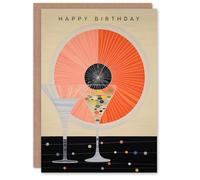 Artery8 Birthday Greeting Card Abstract Cocktail Glass Drinks For Him Her