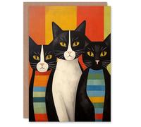 Artery8 Birthday Greeting Card Cat Mafia Mob Stripes For Him Her in Orange Artery8 Orange