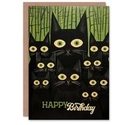 Artery8 Birthday Greeting Card Creepy Fun Black Cats For Him Her