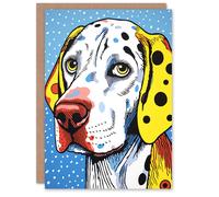 Artery8 Birthday Greeting Card Dalmatian Dog Lover Pop Art For Him Her in Blue Artery8 Blue