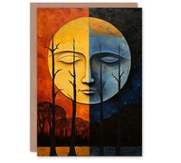 Artery8 Birthday Greeting Card Day Night Sun Moon Forest Tarot Painting For Him Her
